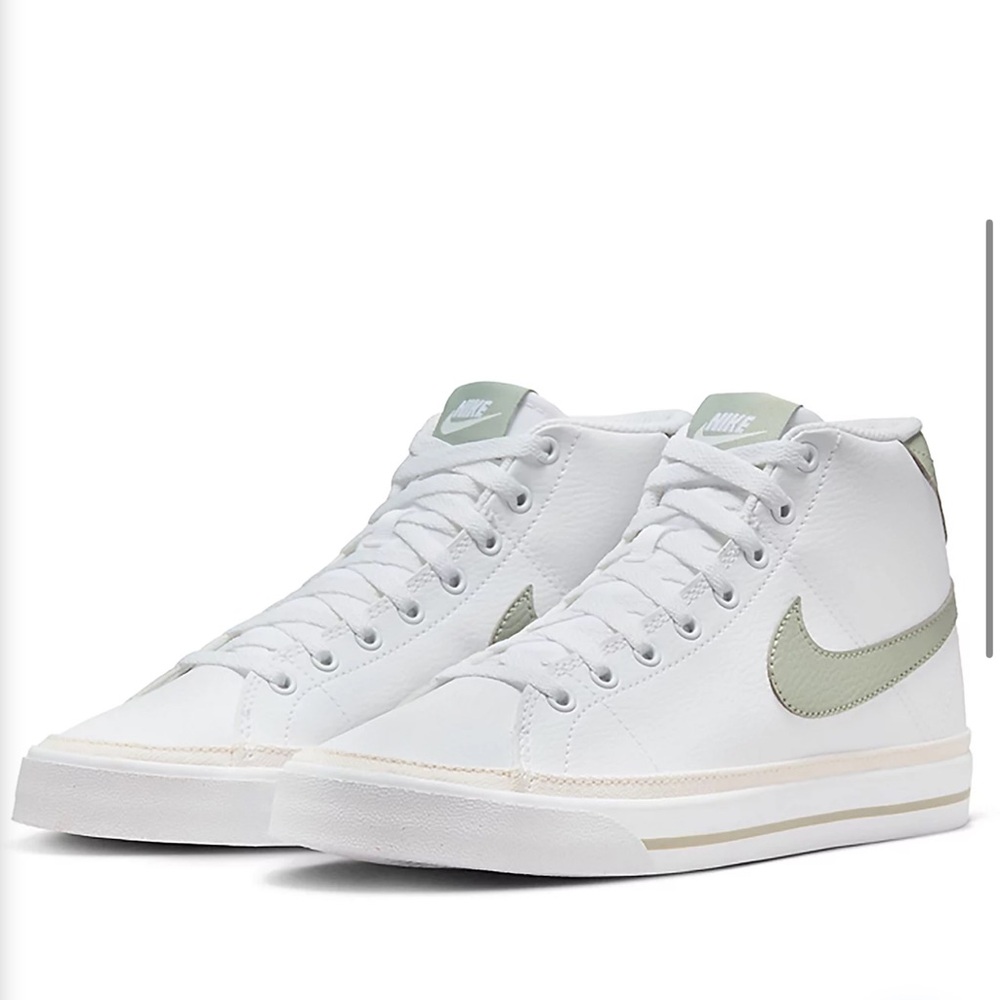 Nike White and Green High-Top Sneakers